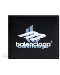 Balenciaga - Portefeuille en cuir à logo imprimé - Lyst