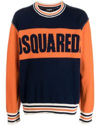 DSquared² - College Intarsia-knit Logo Crew-neck Jumper - Lyst