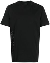 Moncler - Ss Logo-print Crew Neck T-shirt Black - Lyst