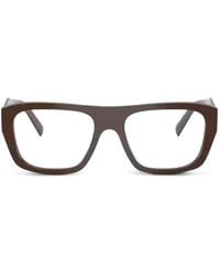Prada - Eckige Brille Mit Logo-Schild - Lyst