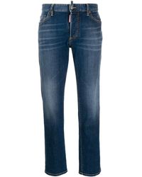 DSquared² Vaqueros capri con efecto lavados - Azul