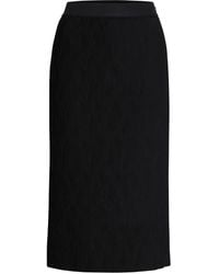 BOSS - High-Waisted Plissé Midi Skirt - Lyst