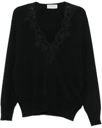 ERMANNO FIRENZE - Lace-Trim V-Neck Sweater - Lyst