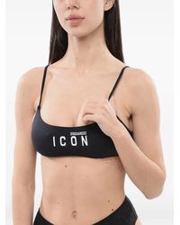DSquared² - Icon Logo-Print Bikini Top - Lyst