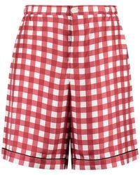 Prada - Checked Silk Shorts - Lyst