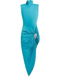 Area - Crystal-Embellished Draped Midi Dress - Lyst