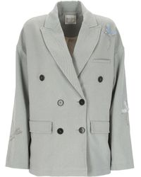 forte_forte - Embroidered Double-Breasted Blazer - Lyst
