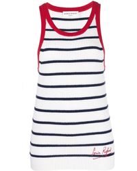 Sonia Rykiel - Embroidered-logo Striped Knitted Tank Top - Lyst