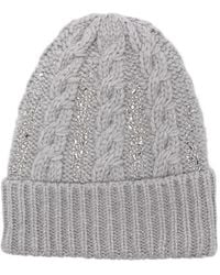 Ermanno Scervino - Cable-Knit Crystal-Embellished Beanie - Lyst