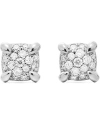 David Yurman - Pendientes Petite Chatelaine de 5 mm en oro blanco de 18 ct con diamantes en pavé - Lyst