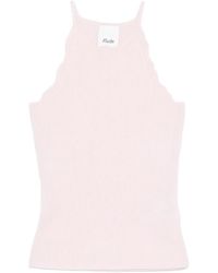 Allude Scalloped Ribbed Tank Top in White | Lyst UK