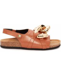 Dames Schoenen voor voor Platte schoenen voor Platte sandalen JW Anderson Leer Badslippers Met Logo in het Geel 
