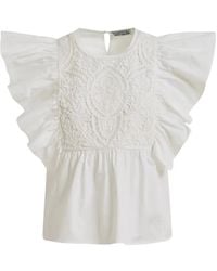 Essentiel Antwerp - Lace-Embroidered Ruffled Blouse - Lyst