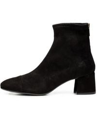 Poche Paris - Suede Block-Heel Ankle Boots - Lyst