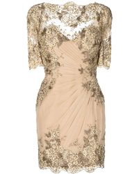 Zuhair Murad - Ruched Floral-lace Mini Dress - Lyst