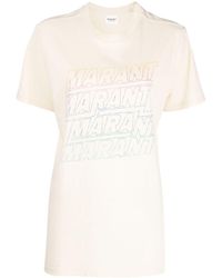 Isabel Marant - Marant Étoile - Neutral Logo-print Organic-cotton T-shirt - Lyst
