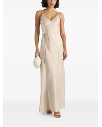 Manière De Voir - Saffron Satin Belted Maxi Dress - Lyst