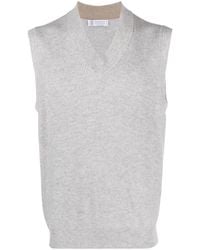 Brunello Cucinelli - V-Neck Cashmere Knitted Vest - Lyst