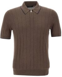 Gran Sasso - Ribbed-Knit Zip-Collar Polo Shirt - Lyst