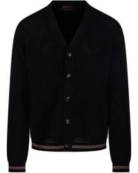 Gucci - Ribbed-Knit Button Cardigan - Lyst
