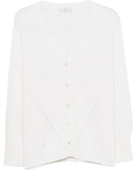 Whyci - Pointelle-Trim V-Neck Cardigan - Lyst