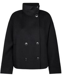 Max Mara - High-Neck Double-Breasted Coat - Lyst