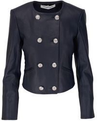 Veronica Beard - Double-breasted Leather Jacket - Lyst