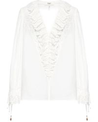 Chloé - Cotton Blouse With Ruffled Front - Lyst