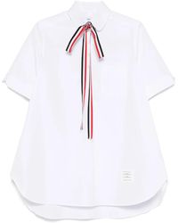 Thom Browne - Short-Sleeve Bow Detail Shirt - Lyst