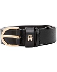 Tommy Hilfiger - Logo-Plaque Leather Belt - Lyst