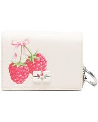 Ganni - Raspberry-Print Logo-Plaque Wallet - Lyst