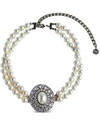 Self-Portrait - Collier Ras-Du-Cou À Ornements De Cristaux Et Perles - Lyst