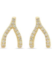 Jennifer Meyer - 18kt Yellow Gold Mini Diamond Wishbone Stud Earrings - Lyst