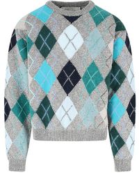 ERL - Argyle Crew-Neck Sweater - Lyst