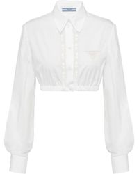 Prada - Embroidered Poplin Shirt - Lyst