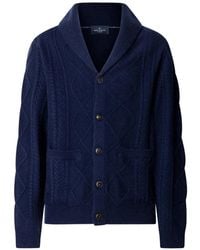 Hackett - Cable-Knit Shawl-Collar Cardigan - Lyst