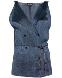 Giorgio Armani - Plissé-Effect Double-Breasted Vest - Lyst