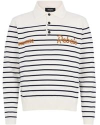 DSquared² - Long-Sleeve Polo Shirt With Classic Stripe Pattern - Lyst