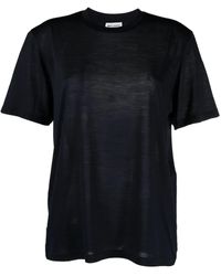 Saint Laurent - Logo-Embroidered Wool-Silk Blend T-Shirt - Lyst