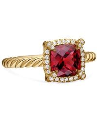 David Yurman - Petite Chatelaine ガーネット&ダイヤモンド リング 7mm 18kイエローゴールド - Lyst
