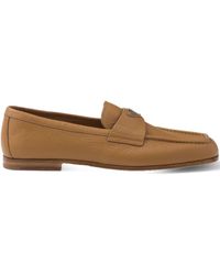 Prada - Logo-plaque Leather Loafers - Lyst