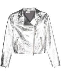 P.A.R.O.S.H. - Cracked-effect Leather Jacket - Lyst