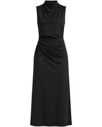 Pinko - Robe Mi-Longue Froncée À Col Bénitier Golf - Lyst