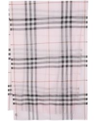 Burberry - Giant Check Wool And Silk Blend Scarf - Lyst