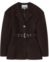 Ganni - Belted Single-Breasted Jacket - Lyst