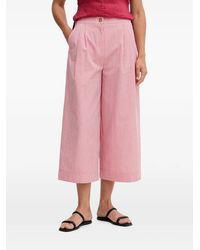 Benetton - Striped-Pattern Wide-Leg Cropped Trousers - Lyst
