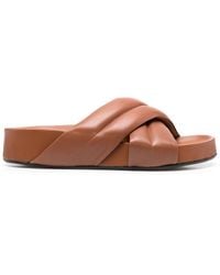 Atp Atelier - Crossover-strap Leather Sliders - Lyst
