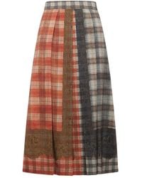 Pierre Louis Mascia - Check-Pattern Midi Skirt - Lyst