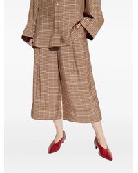 Munthe - Pleated Check-Pattern Cropped Trousers - Lyst