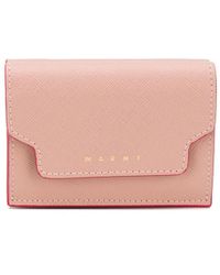 Marni Portafoglio tri-fold con logo - Rosa